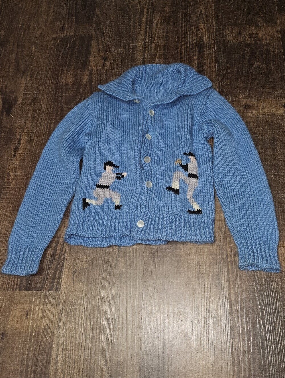 Vintage Handmade Baseball Knit Cardigan